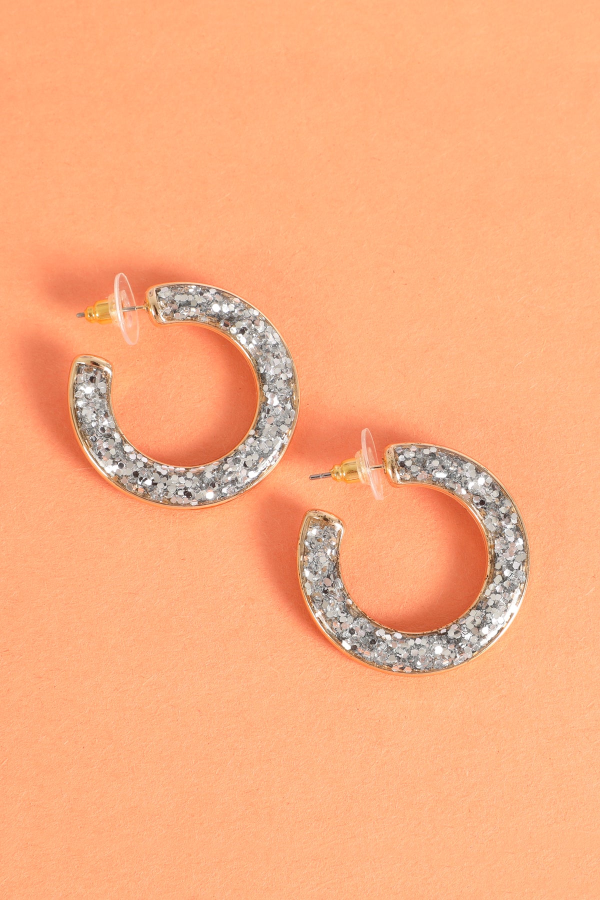 Glitter Epoxy Hoop Post Earrings