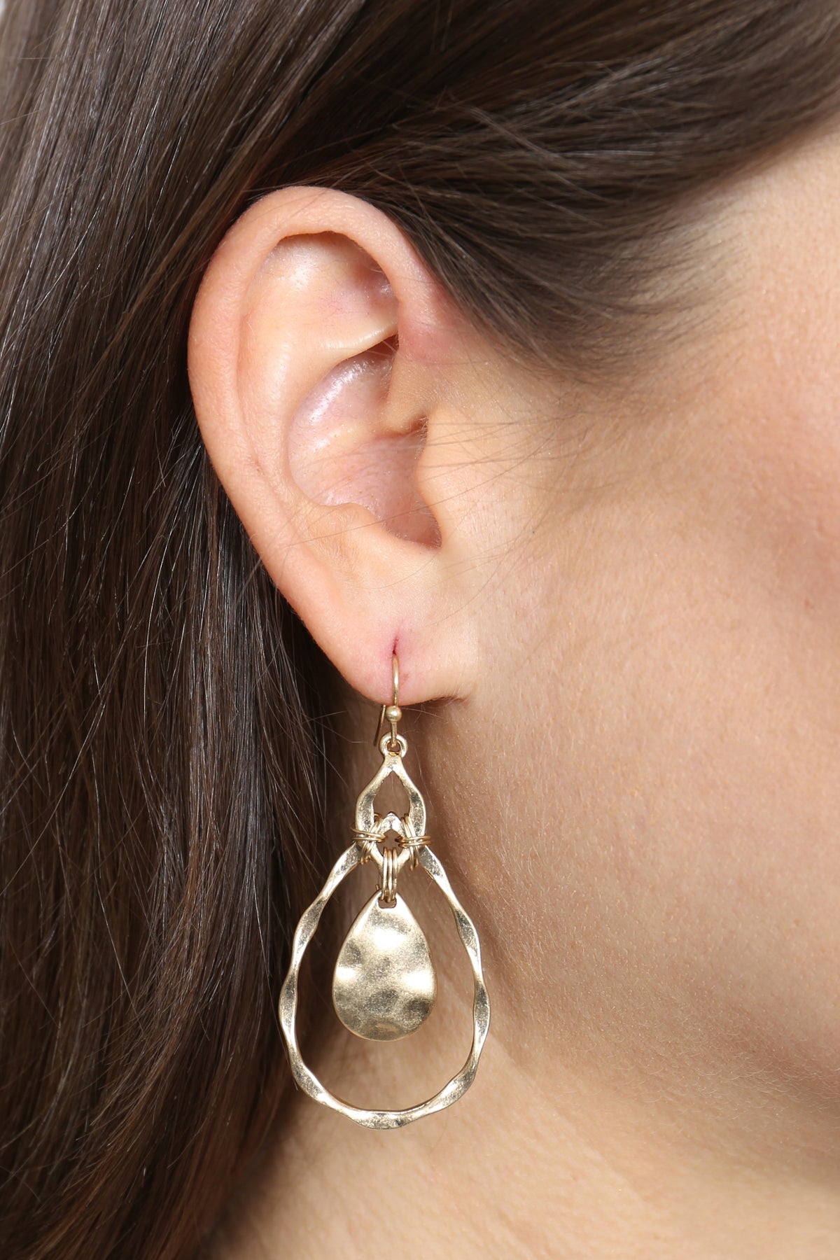 Wire Wrapped Open Teardrop Link Hook Earrings