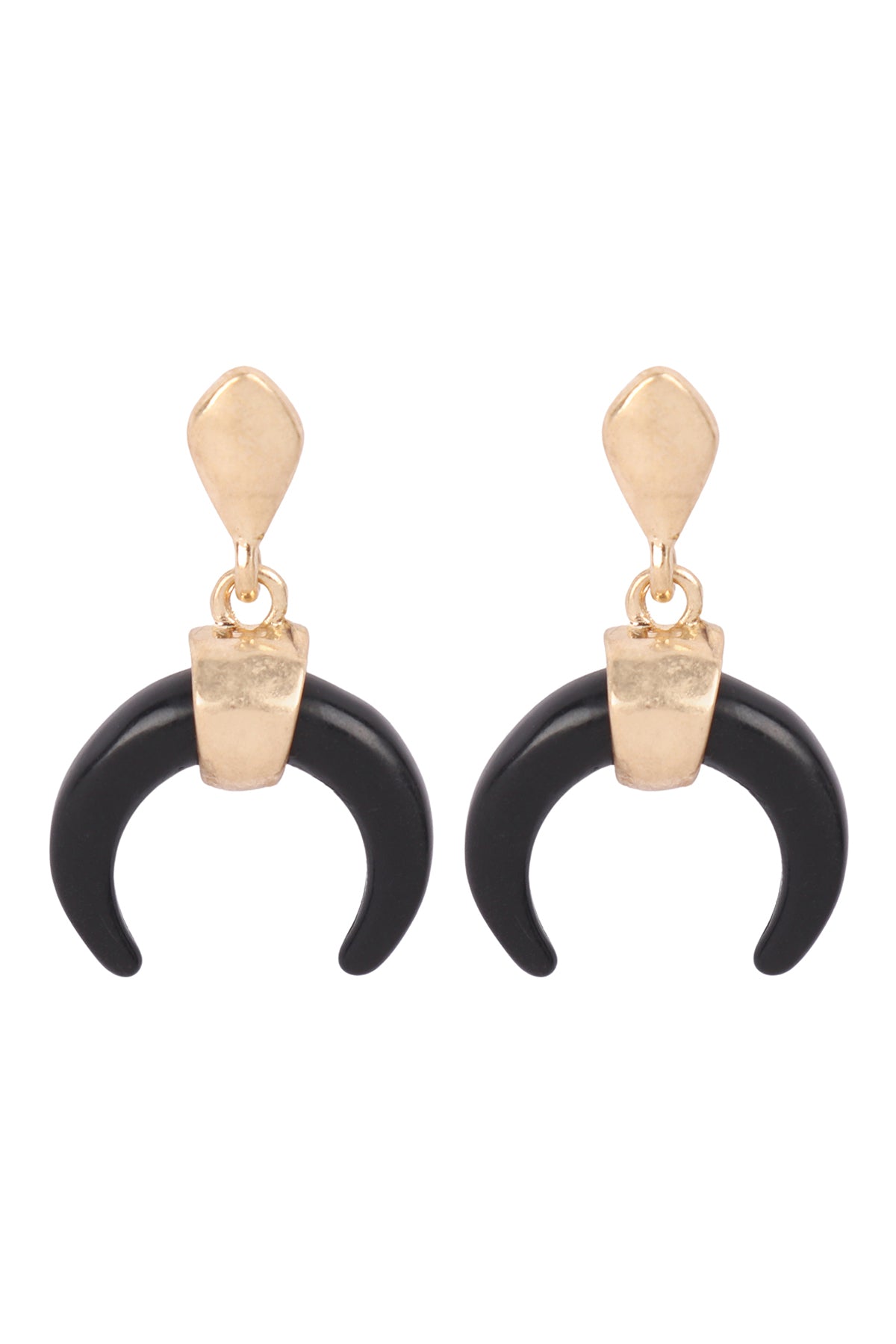 Semi Stone Horn Post Earrings