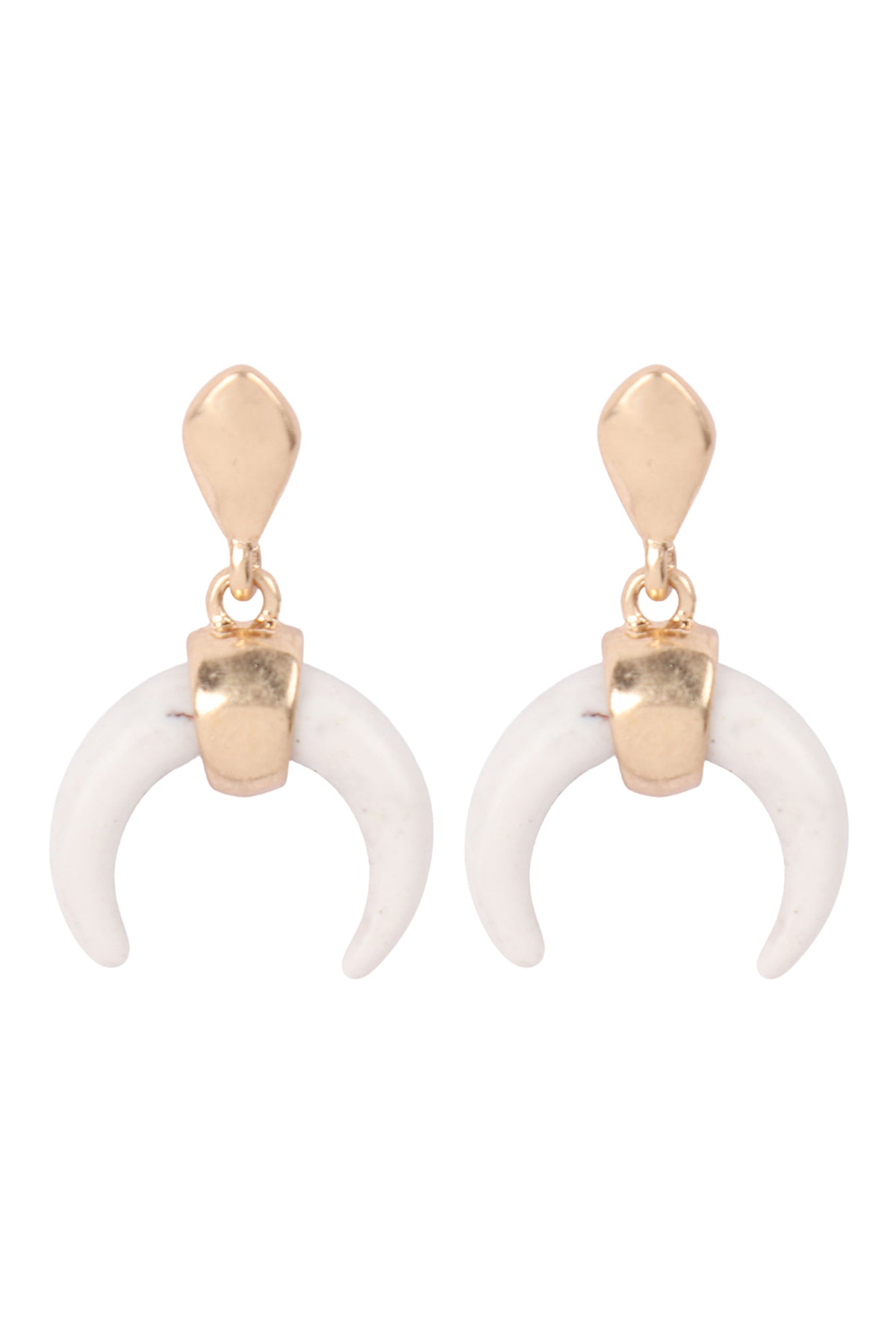 Semi Stone Horn Post Earrings
