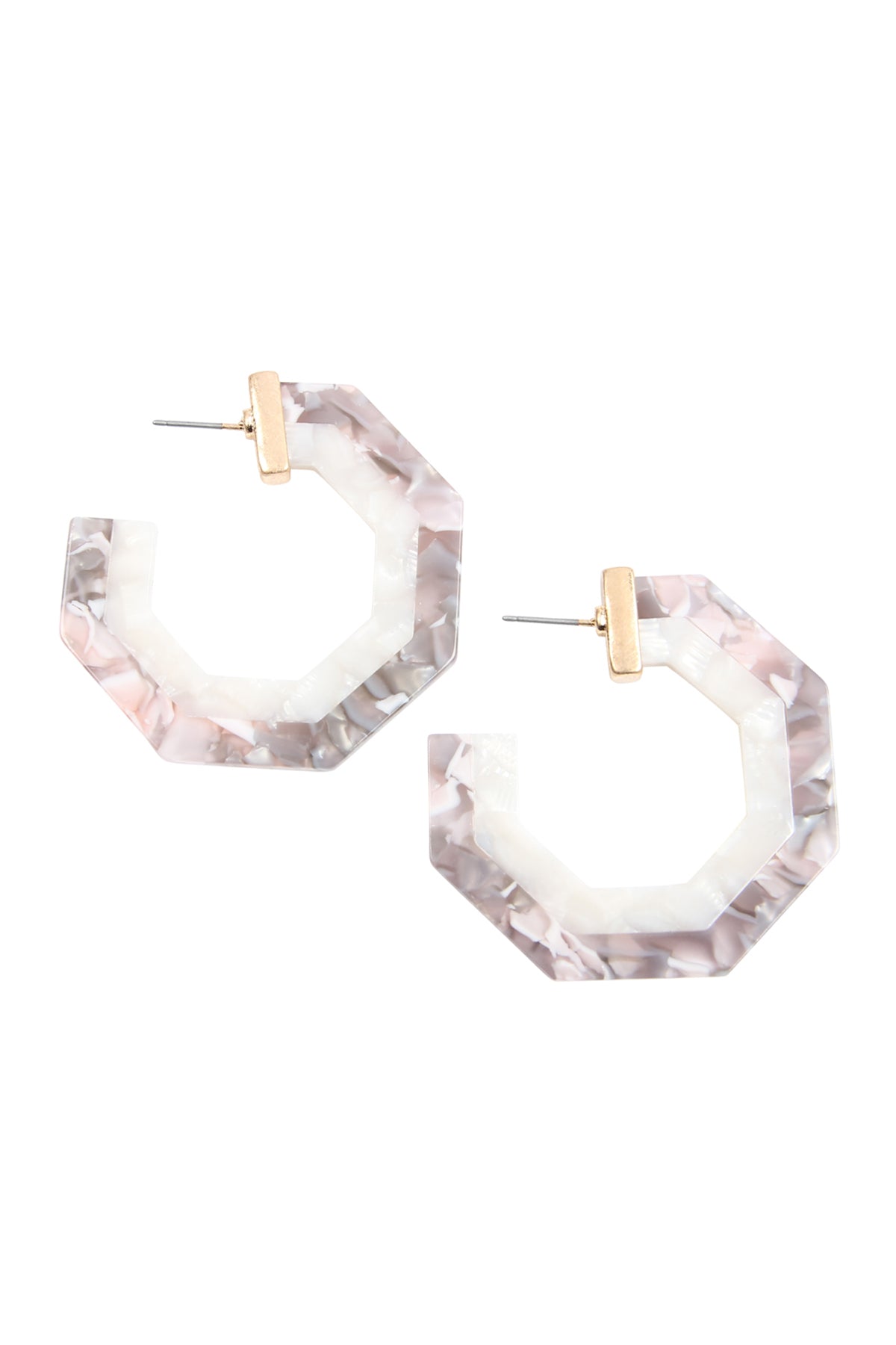 Cast Polygon Resin Post Earrings Burgundy