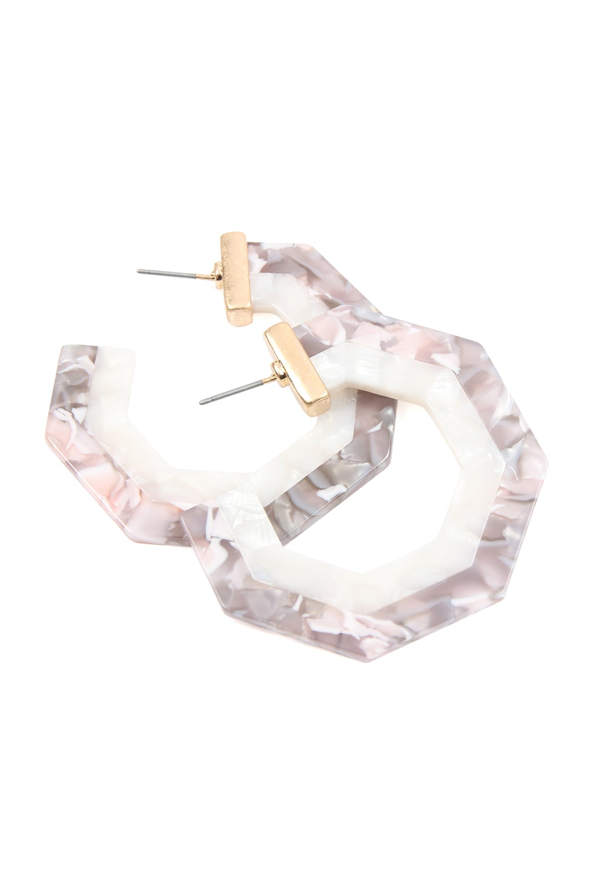 Cast Polygon Resin Post Earrings Burgundy