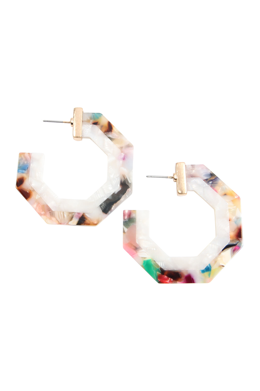 Cast Polygon Resin Post Earrings Multicolor