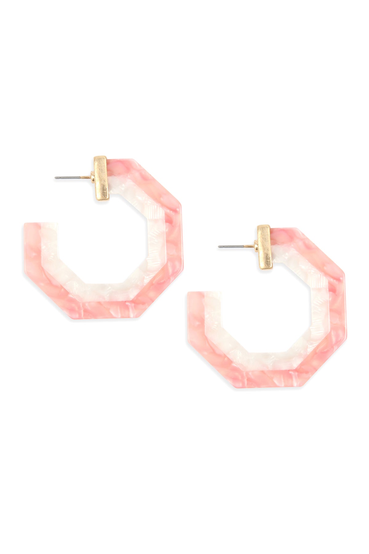 Cast Polygon Resin Post Earrings Burgundy