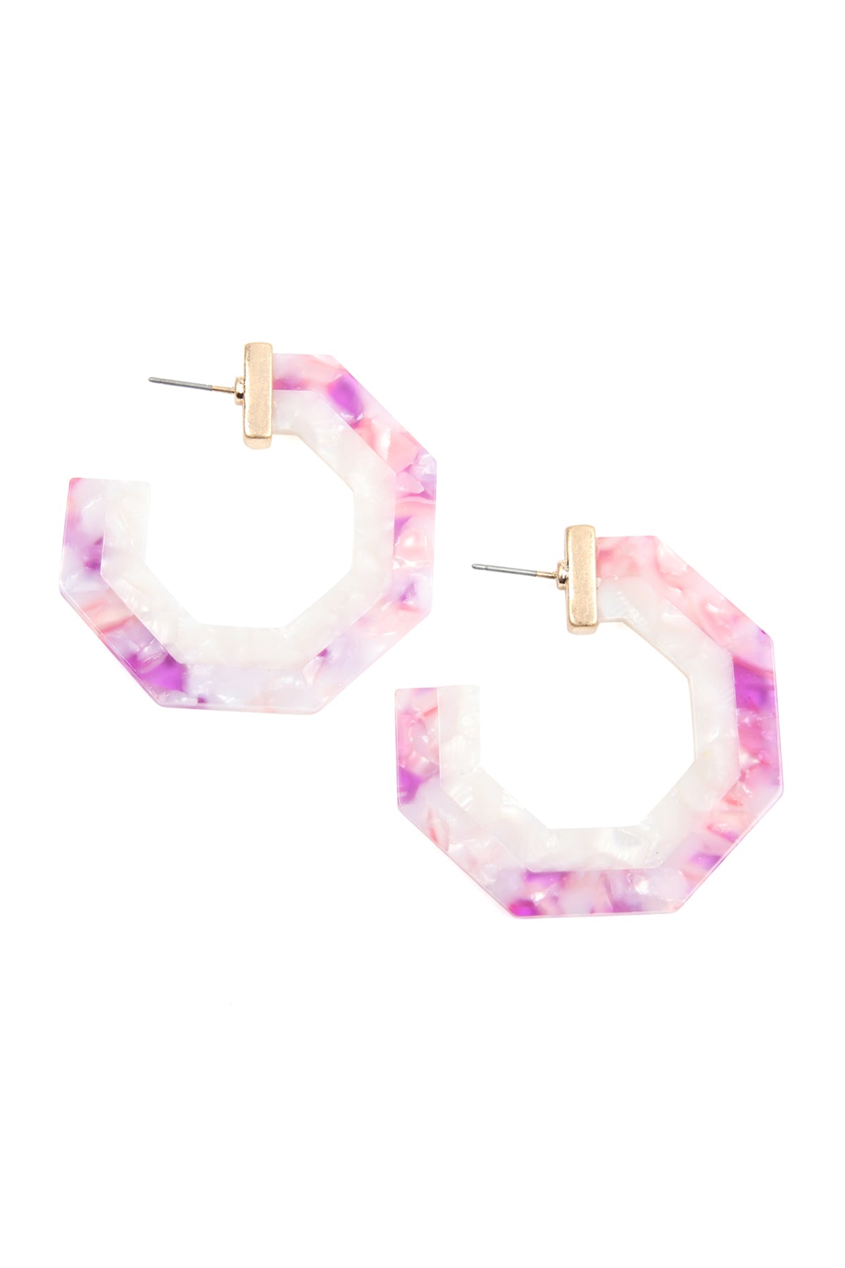 Cast Polygon Resin Post Earrings Burgundy