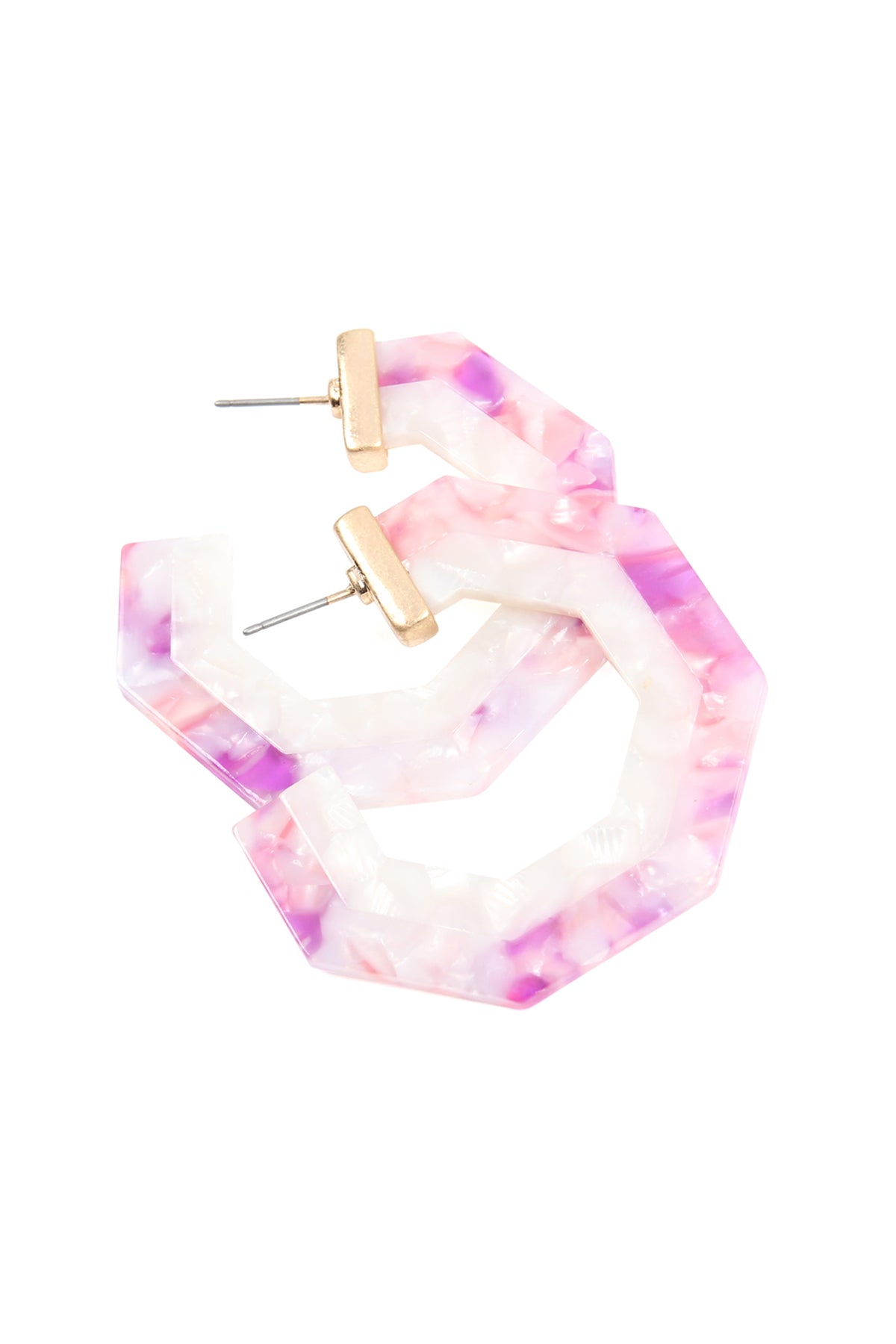 Cast Polygon Resin Post Earrings Burgundy