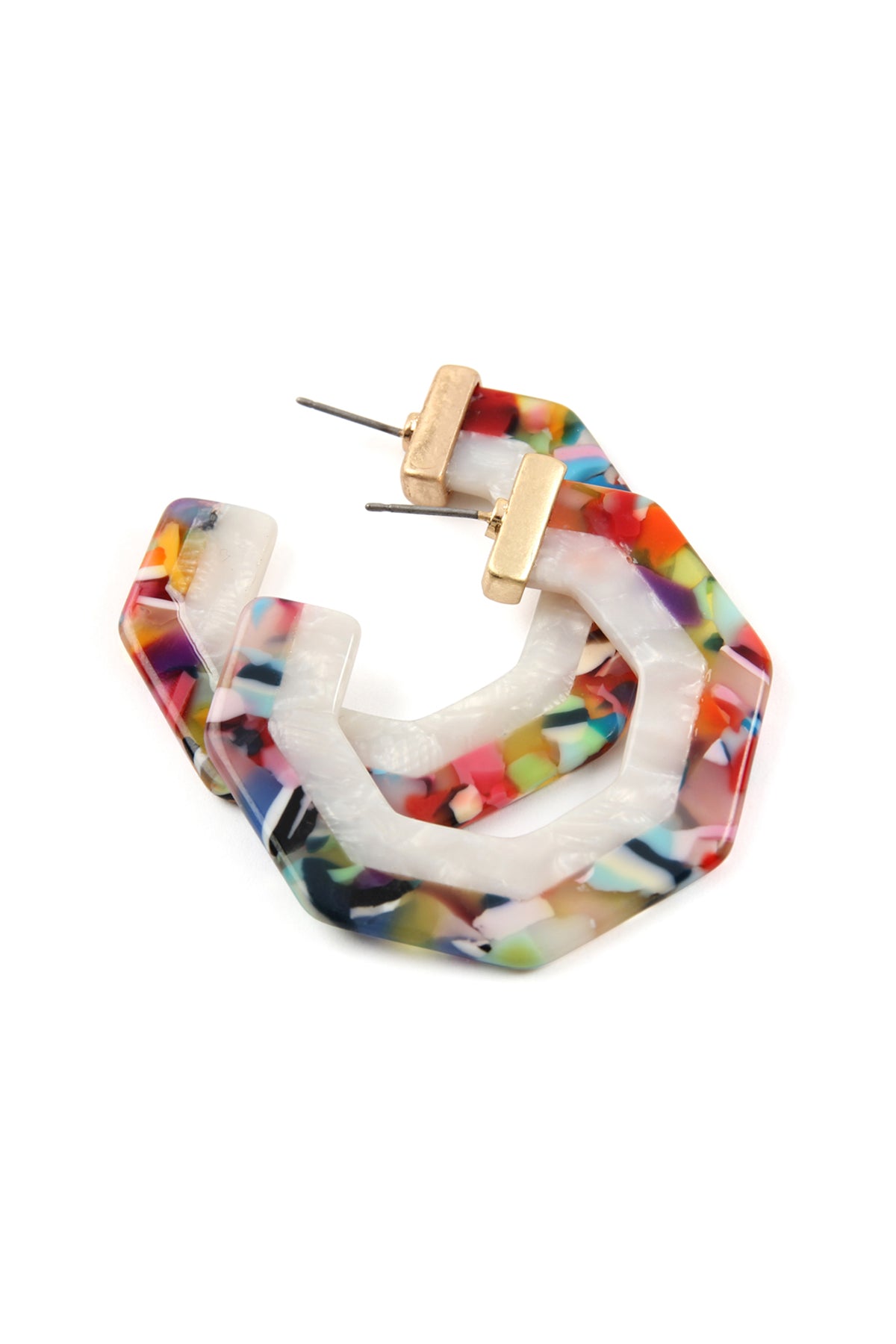 Cast Polygon Resin Post Earrings Burgundy