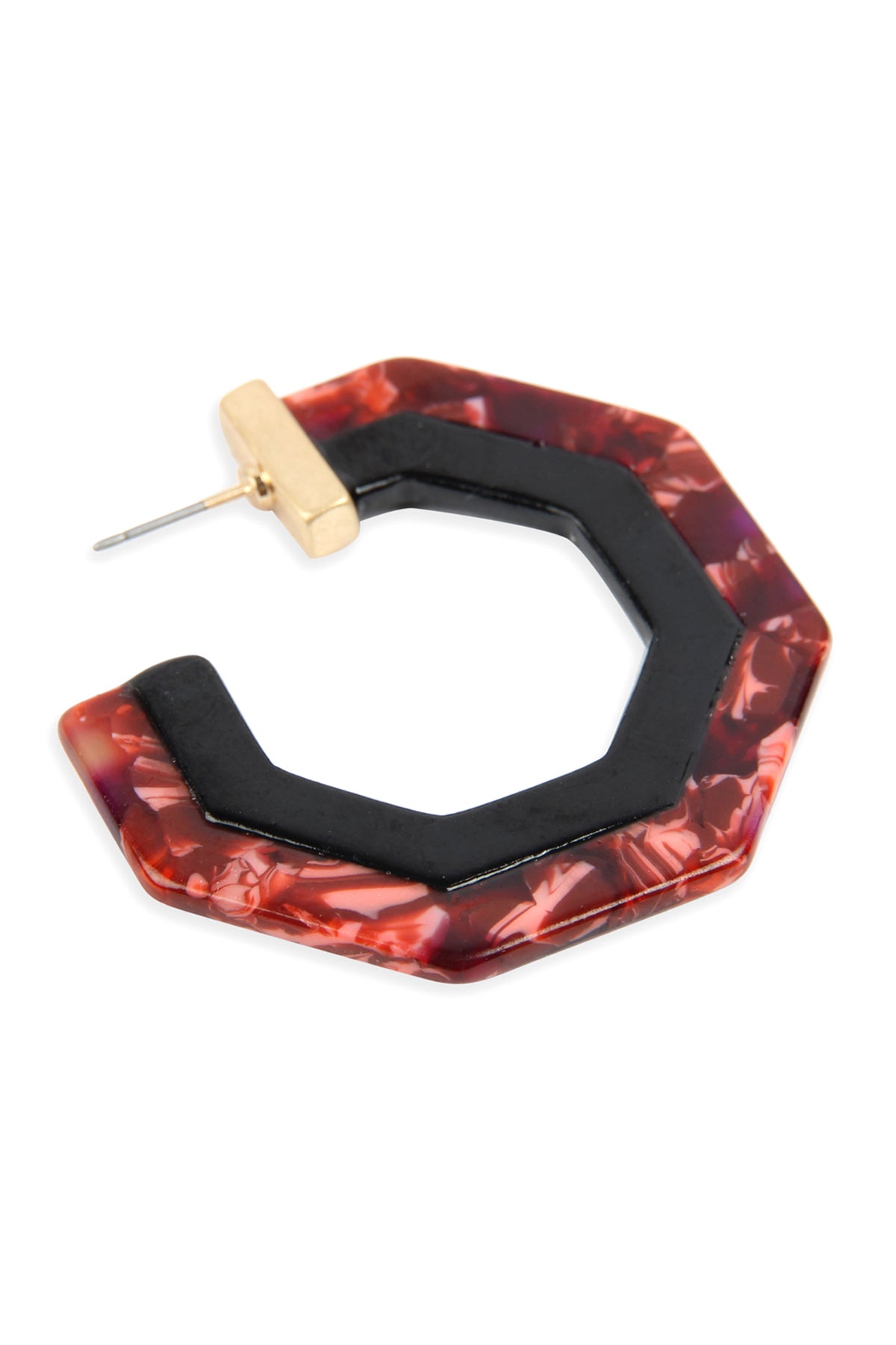 Cast Polygon Resin Post Earrings Burgundy