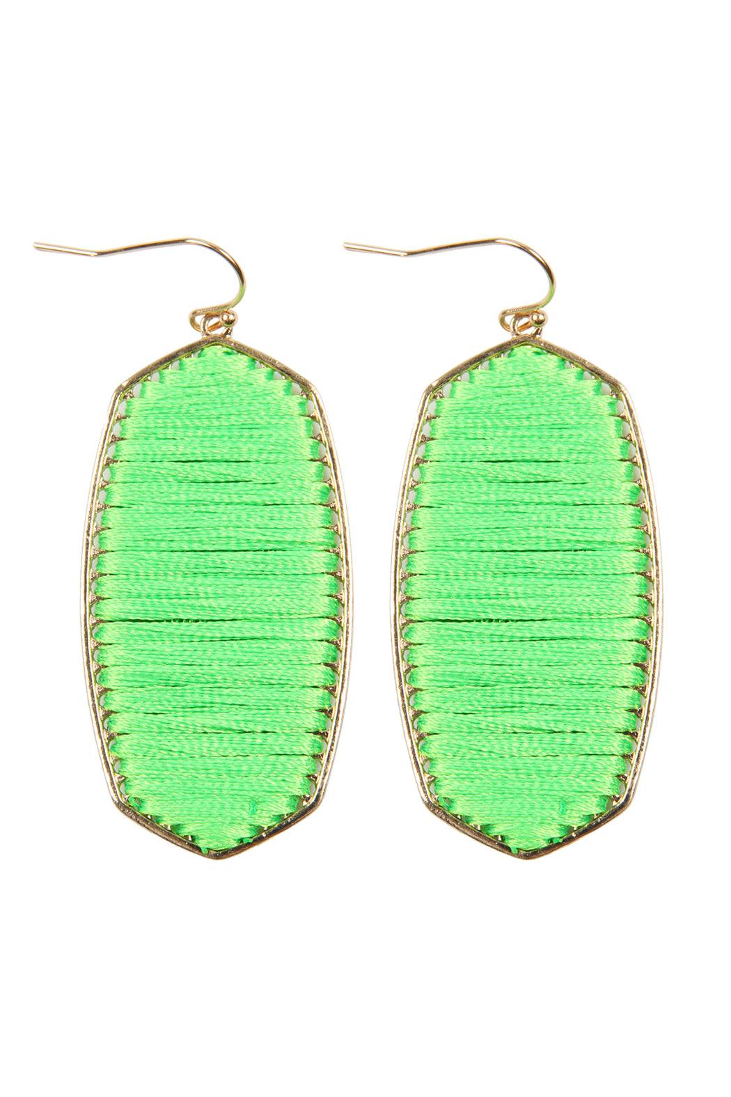 Thread Wrapped Earrings Neon Green