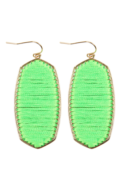 Thread Wrapped Earrings Neon Green