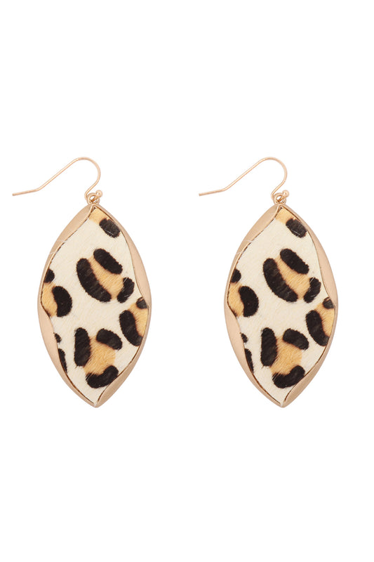 Animal Print Wrap Genuine Leather Earrings White Leopard