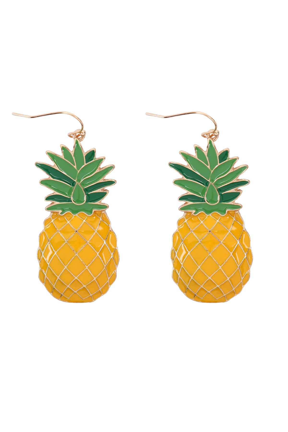 Pineapple Enamel Hook Earrings Yellow