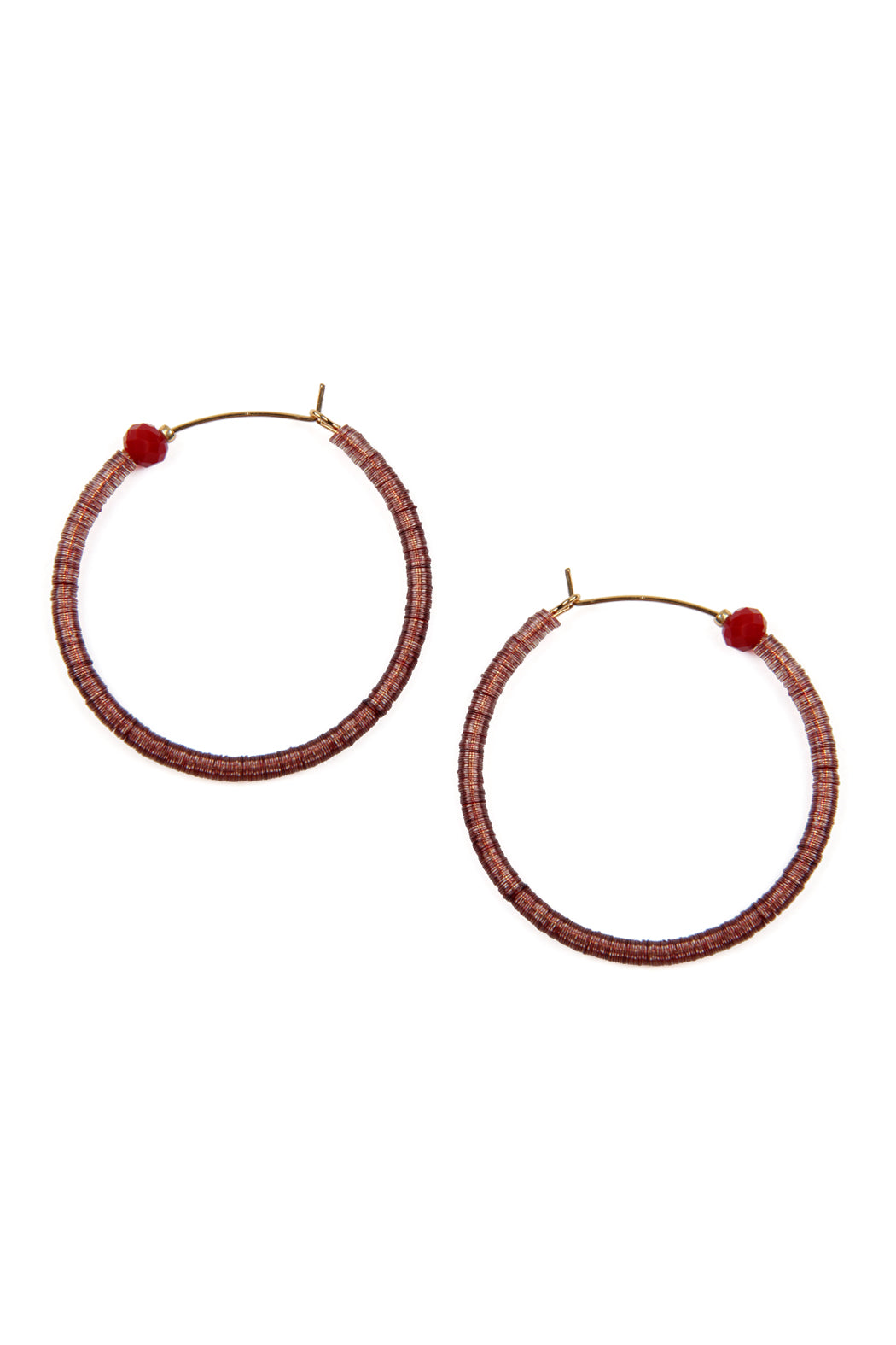 Wine Toggle Hoop Earrings Wine
