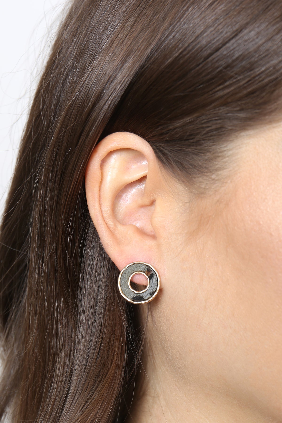 Donut Two Tone Animal Print Post Earrings Cheetah Gray