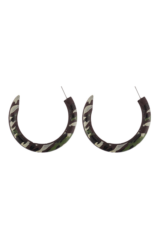 Horn Wood Color Hoop Earrings