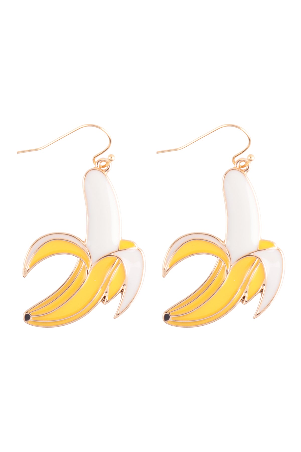Banana Enamel Dangle Fish Hook Earrings Yellow
