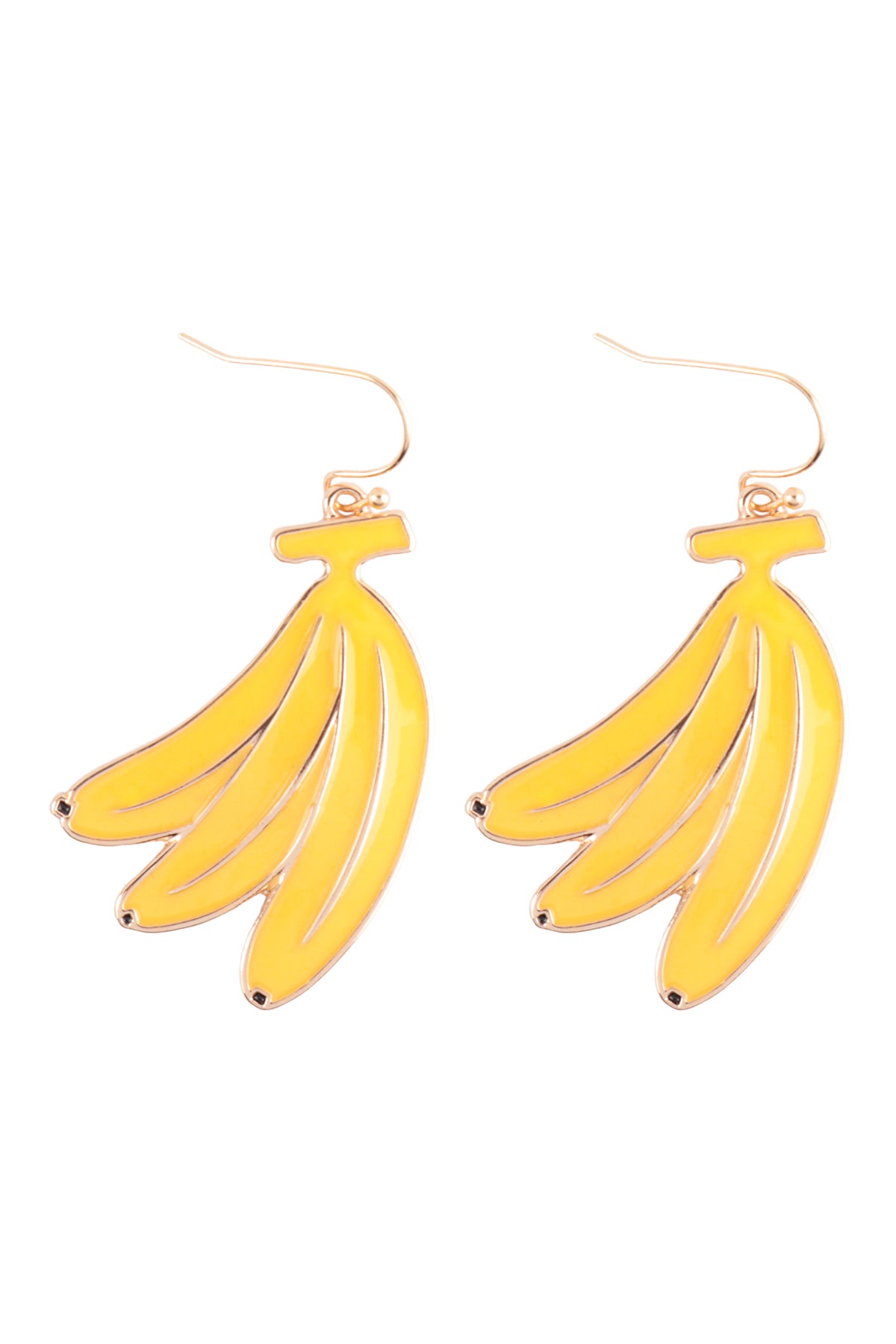 Banana Enamel Dangle Fish Hook Earrings Yellow