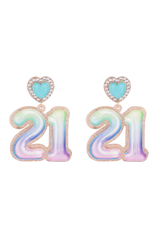 Balloon Dangle Post Earrings Blue