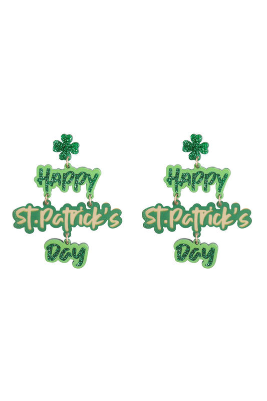 Happy St.Patrick's Day Acrylic Drop Earrings
