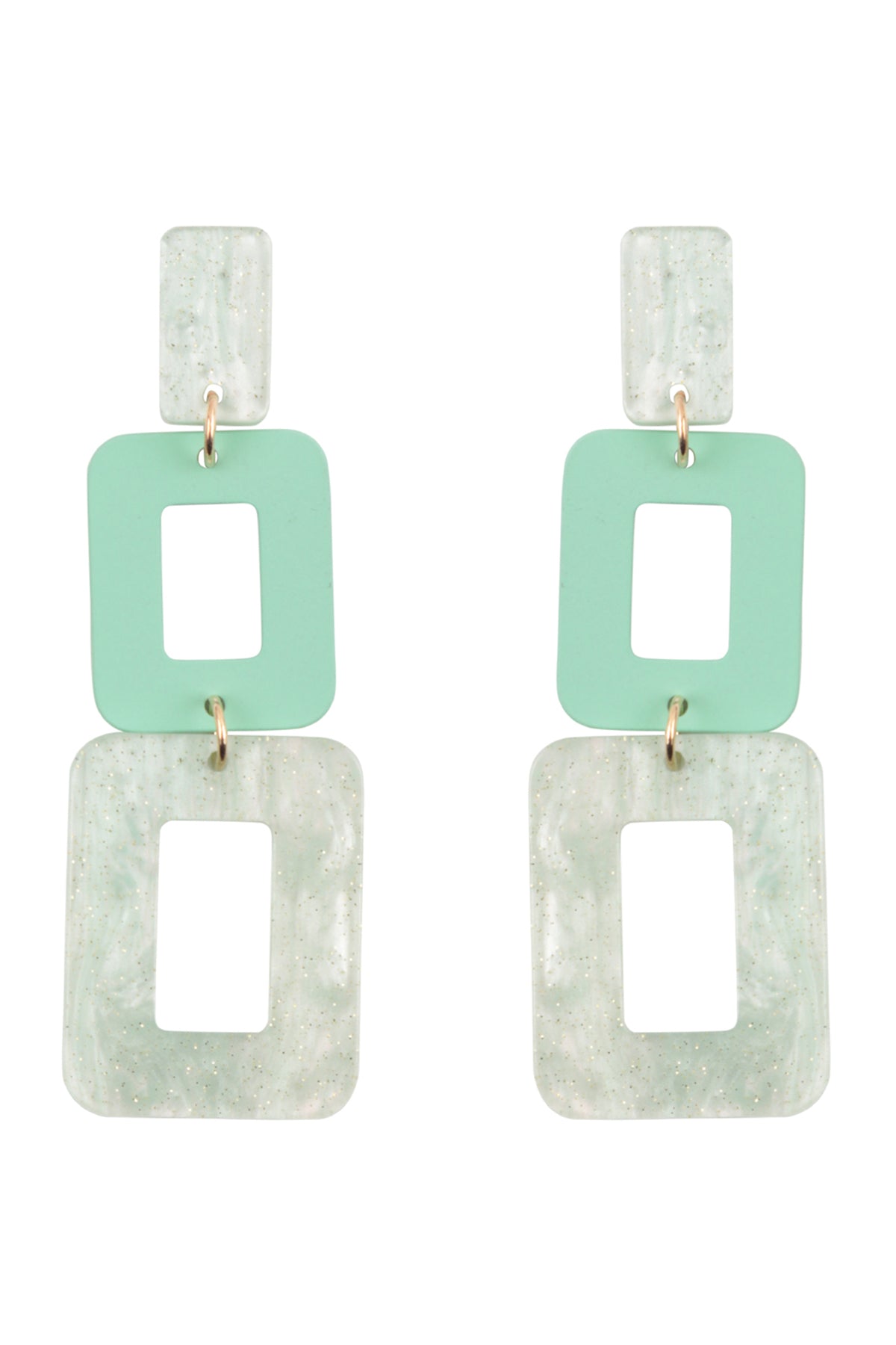 Glitter Square Acetate Drop Earrings