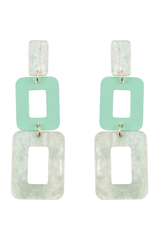 Glitter Square Acetate Drop Earrings