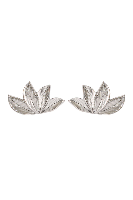 Four Leaves Fan Shape Metal Stud Earrings