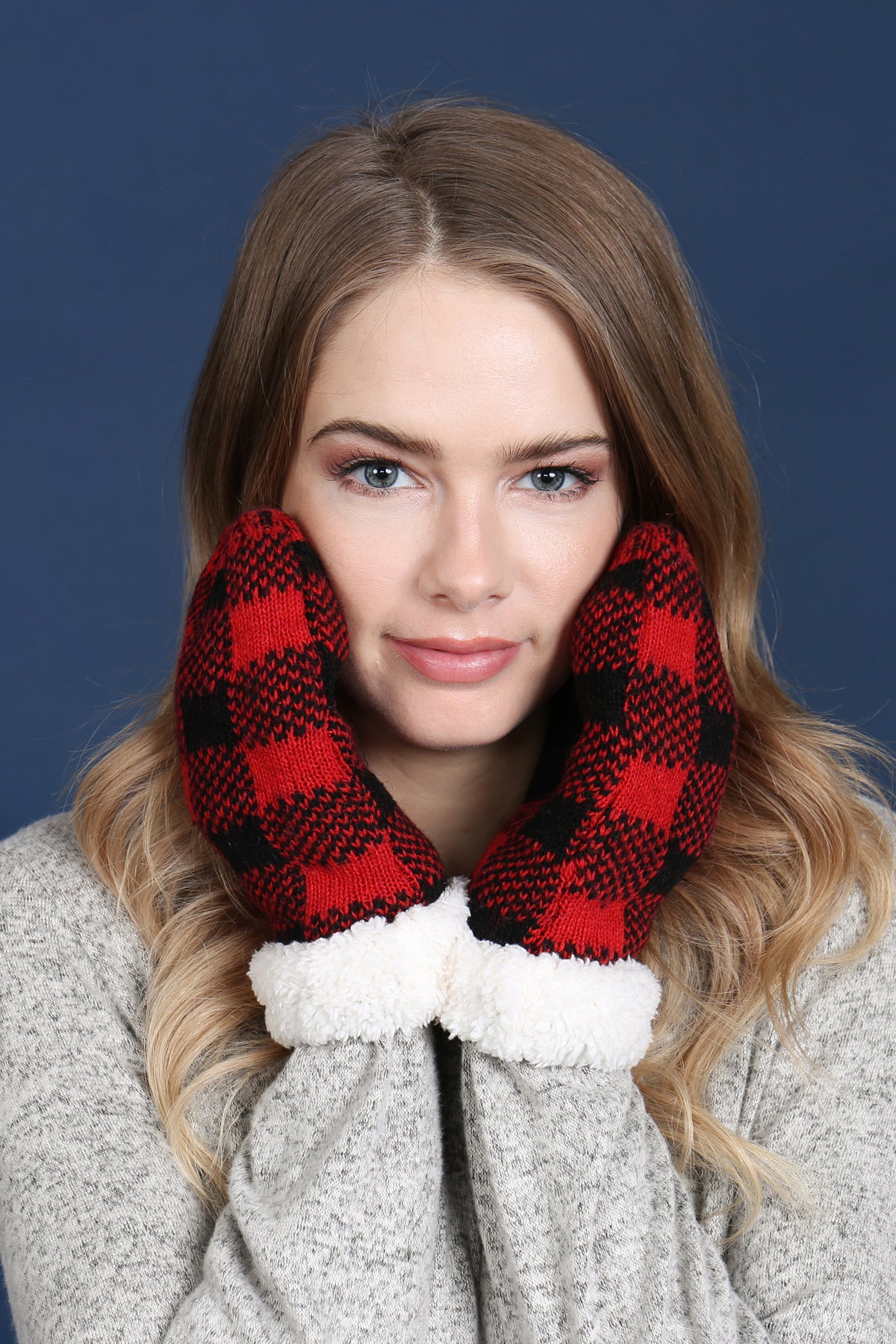 Sherpa Buffalo Plaid Mitten