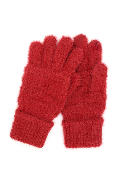 Fuzzy Cable Knit Smart Touch Gloves