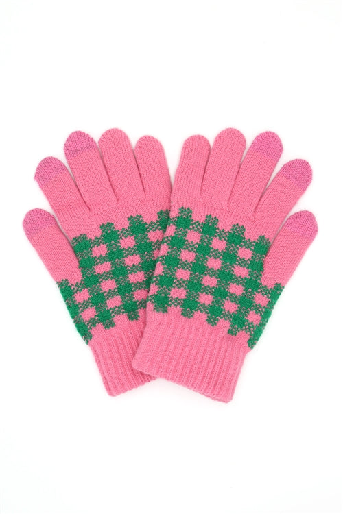 Plaid Pattern Smart Touch Gloves