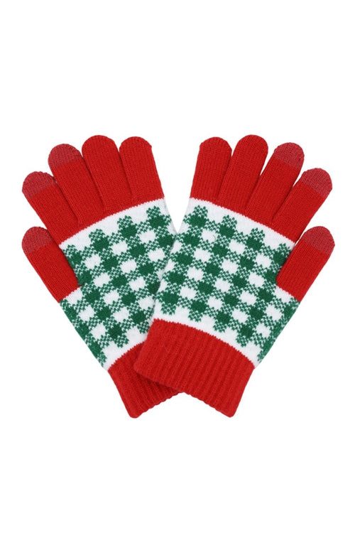 Plaid Pattern Smart Touch Gloves