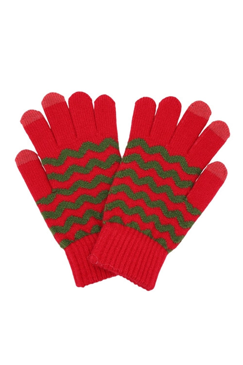 Chevron Pattern Smart Touch Gloves