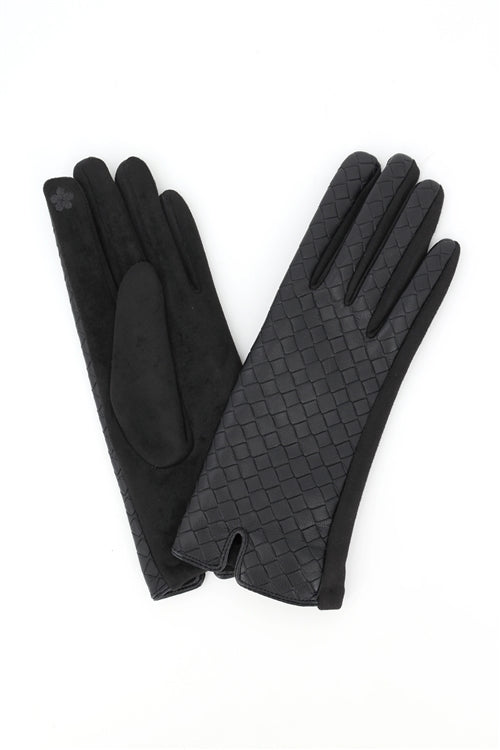 Quilted Faux Leather And Faux Suede Touchscreen Gloves