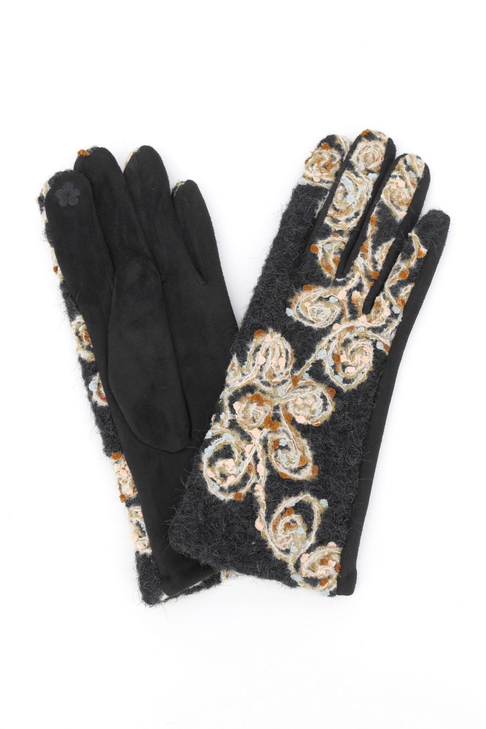 Floral Embroidered Touchscreen Gloves