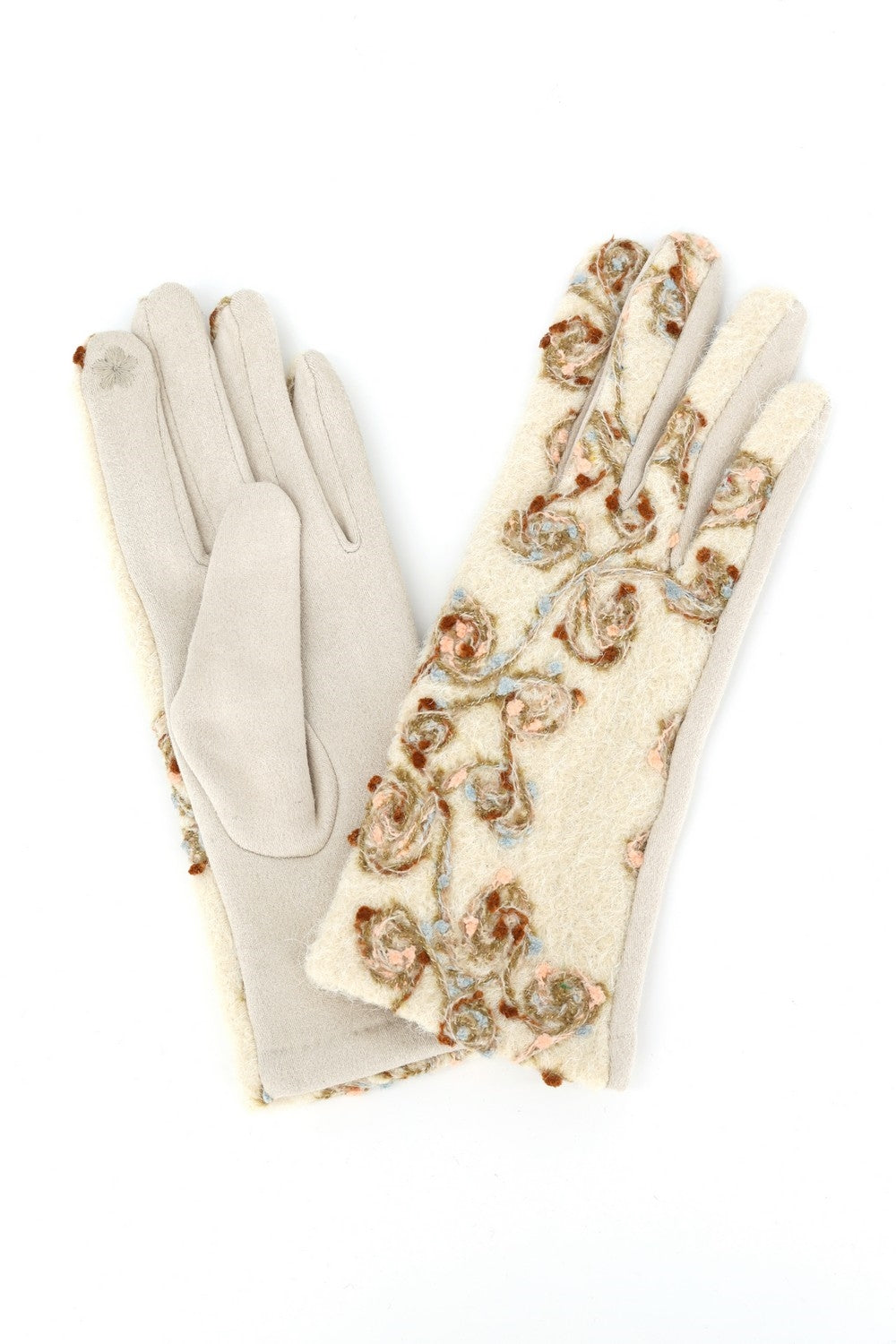 Floral Embroidered Touchscreen Gloves