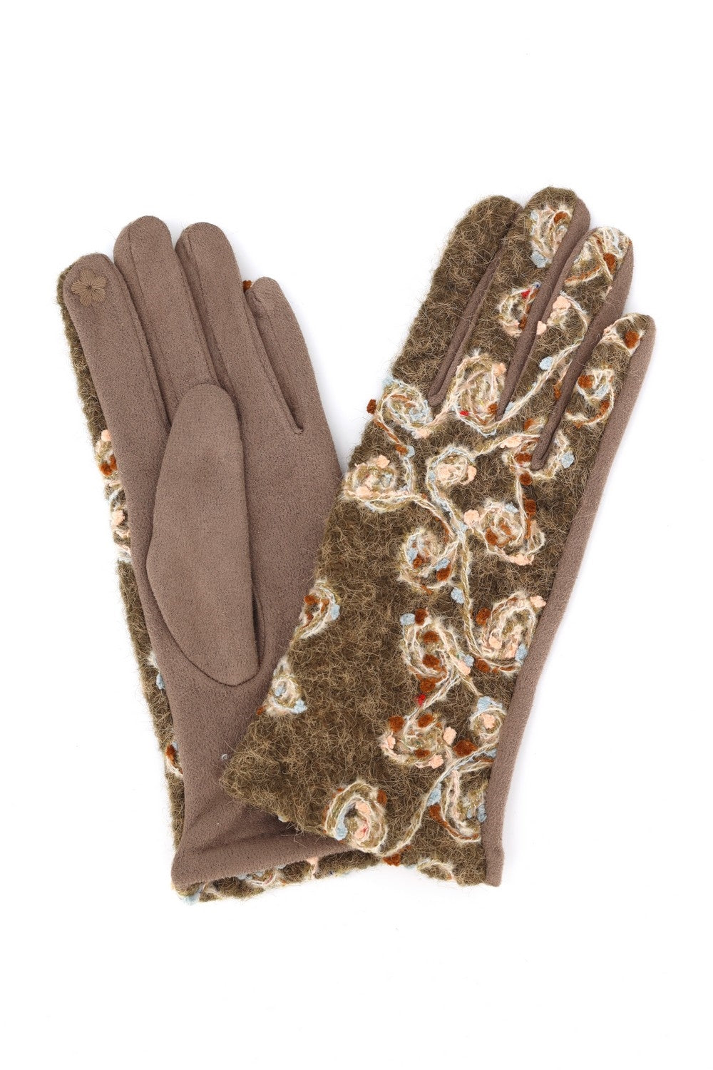 Floral Embroidered Touchscreen Gloves