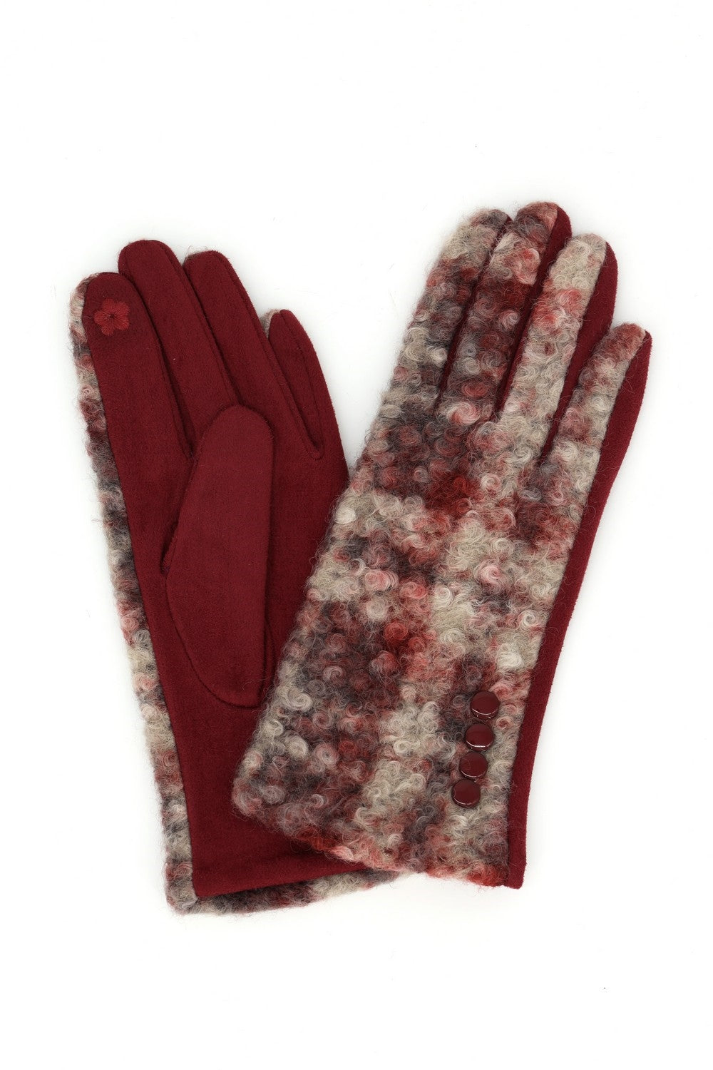Boucle Check Touchscreen Gloves With Side Buttons