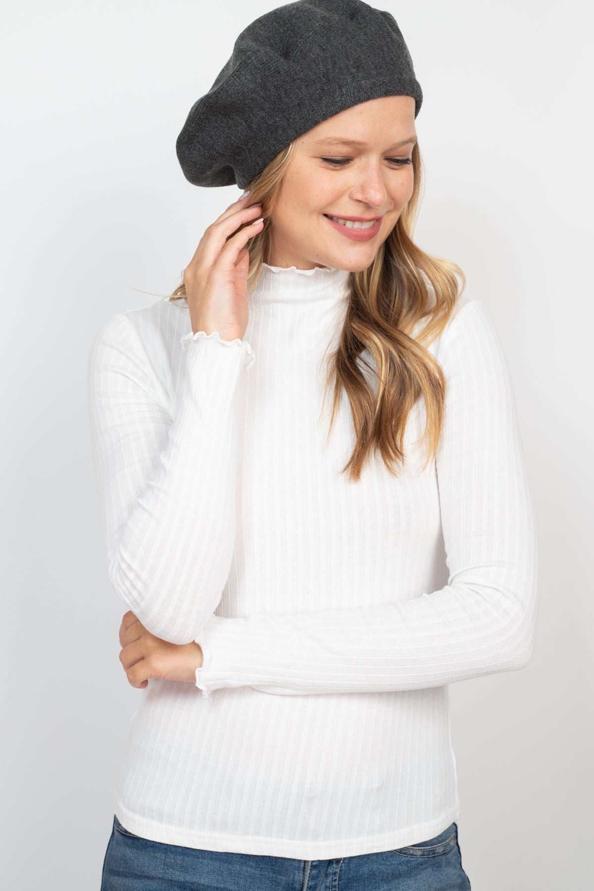 Stretchy Solid Beret Acrylic / 6PCS
