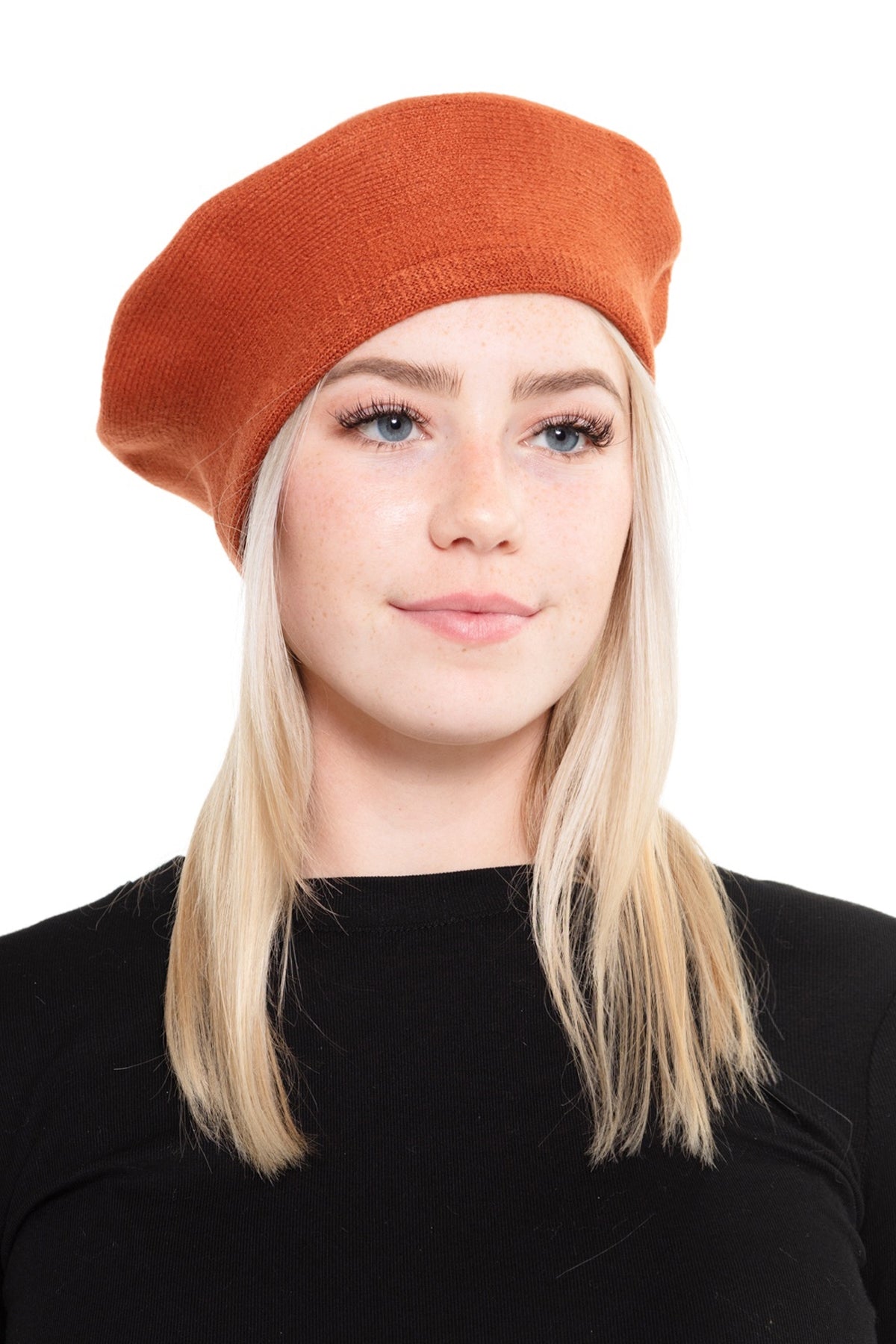 Stretchy Solid Beret Acrylic / 6PCS