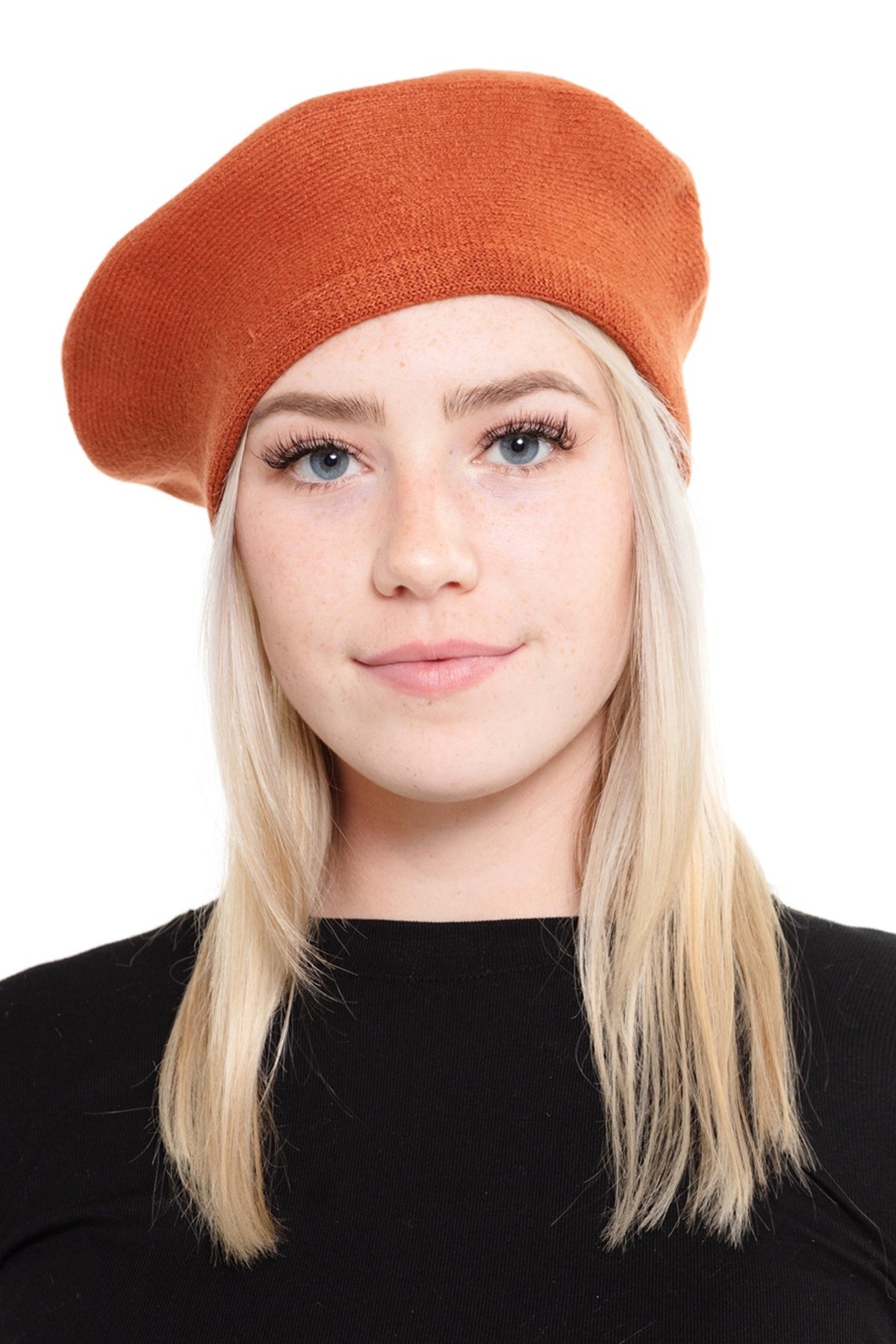 Stretchy Solid Beret Acrylic / 6PCS