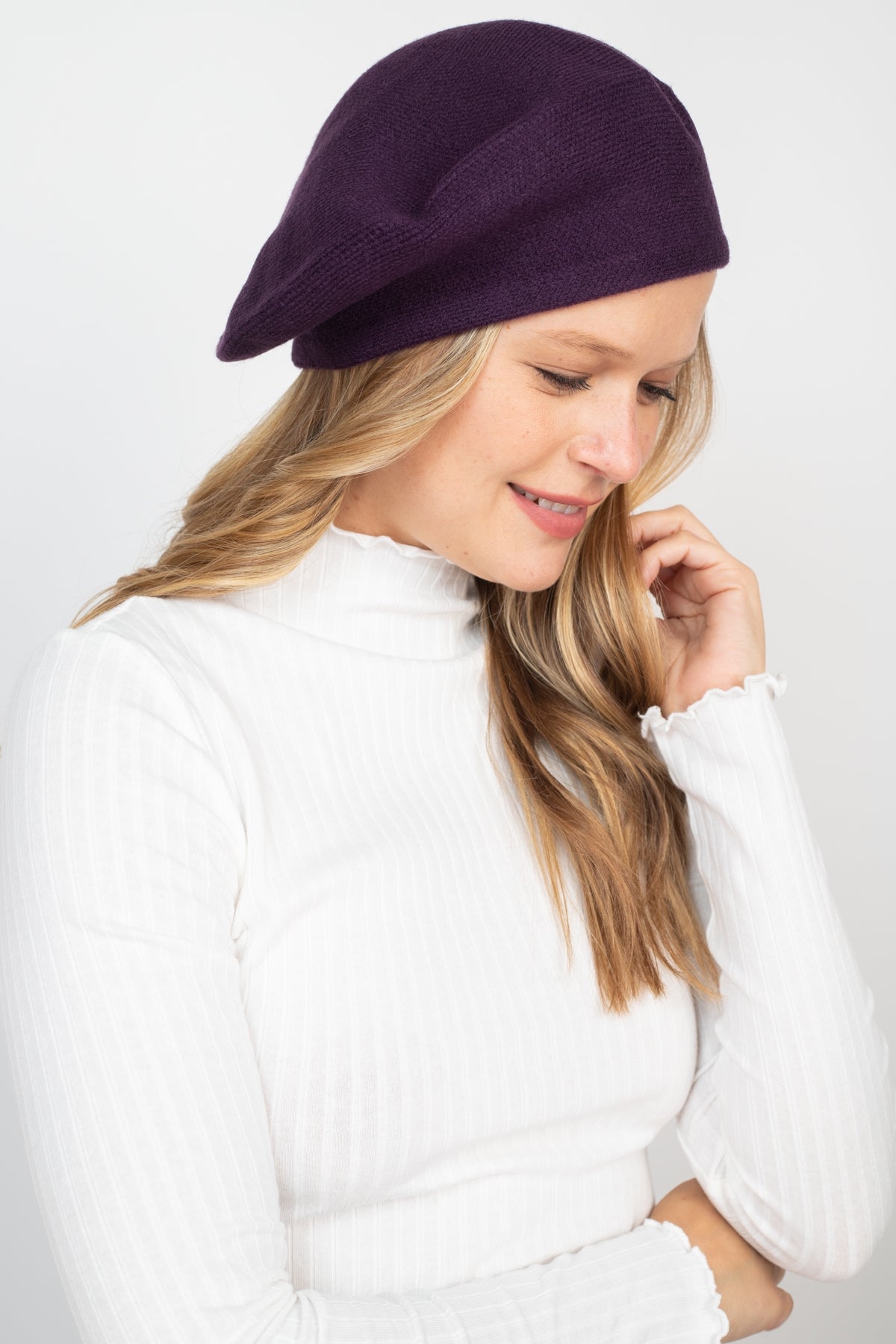 Stretchy Solid Beret Acrylic / 6PCS