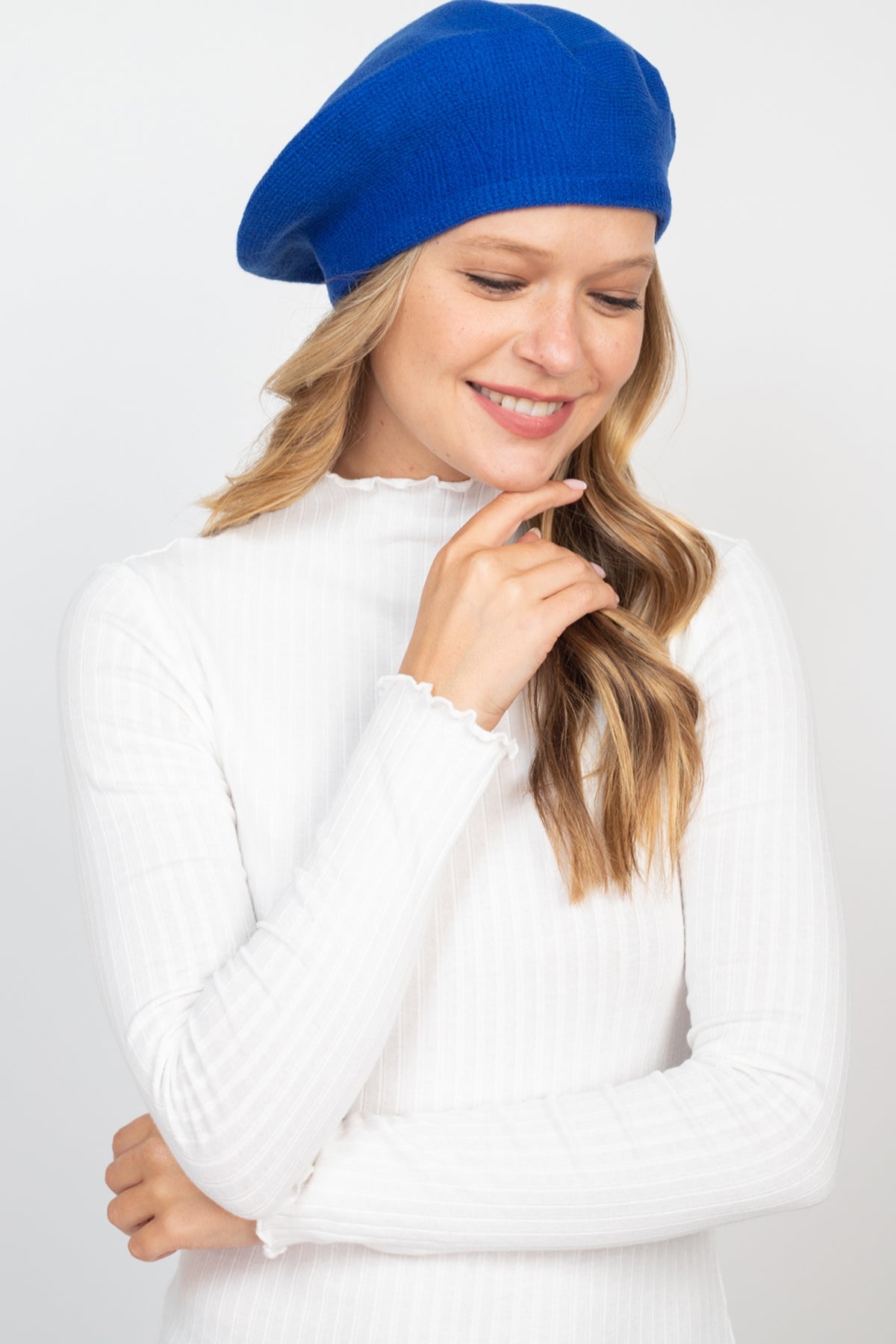 Stretchy Solid Beret Acrylic / 6PCS