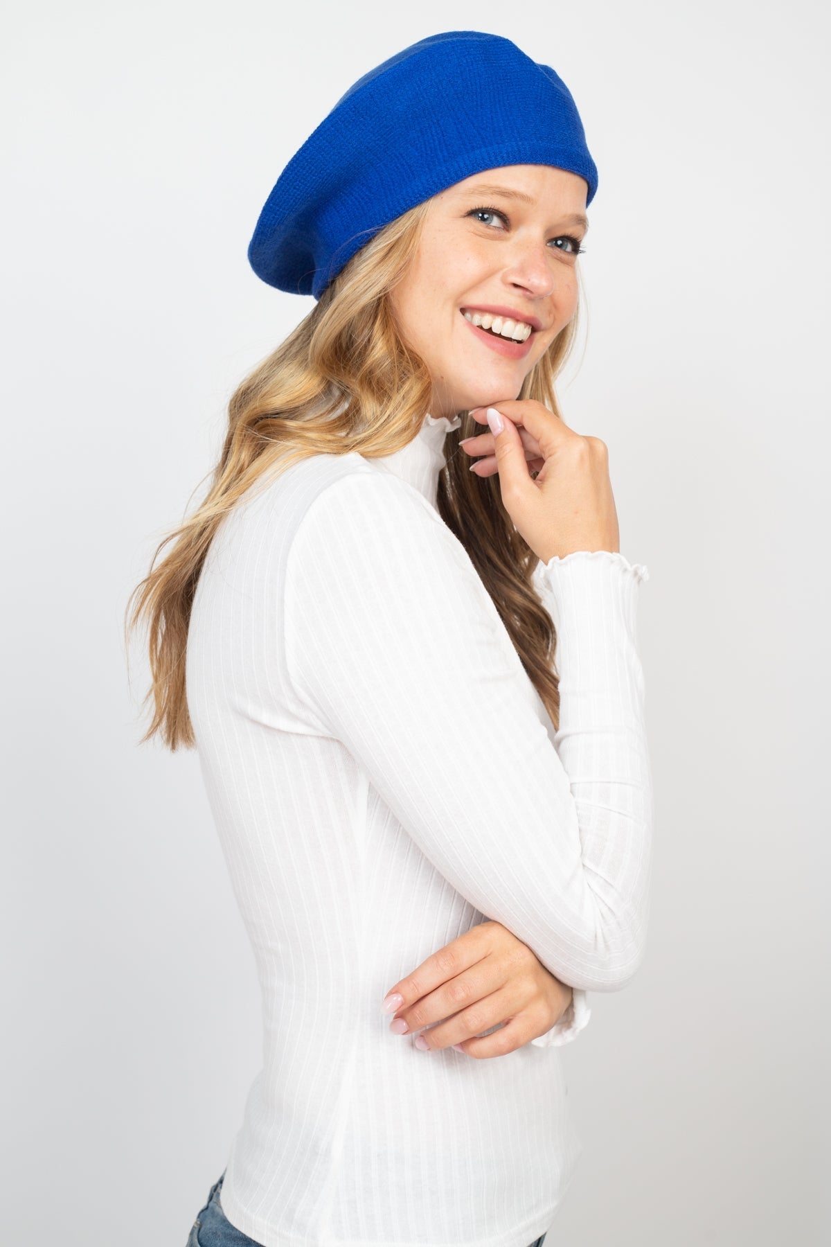 Stretchy Solid Beret Acrylic / 6PCS