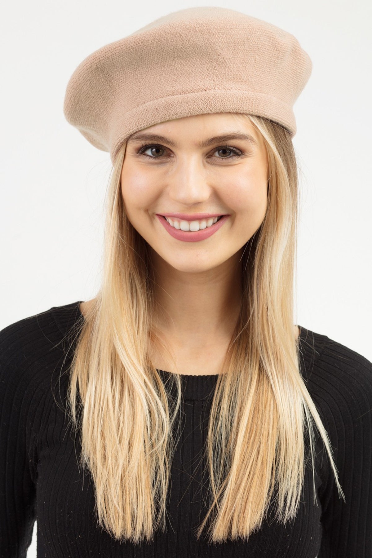 Stretchy Solid Beret Acrylic / 6PCS