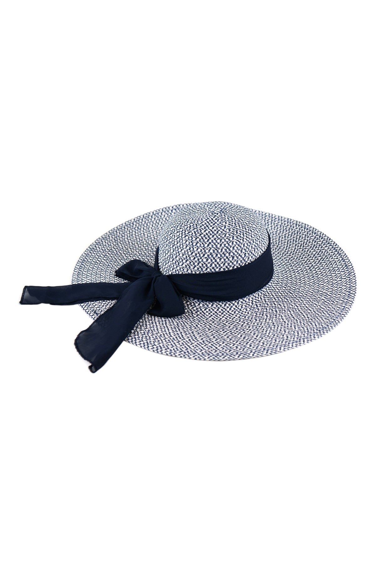 Navy Mixed Color Straw Bows Summer Floppy Hat