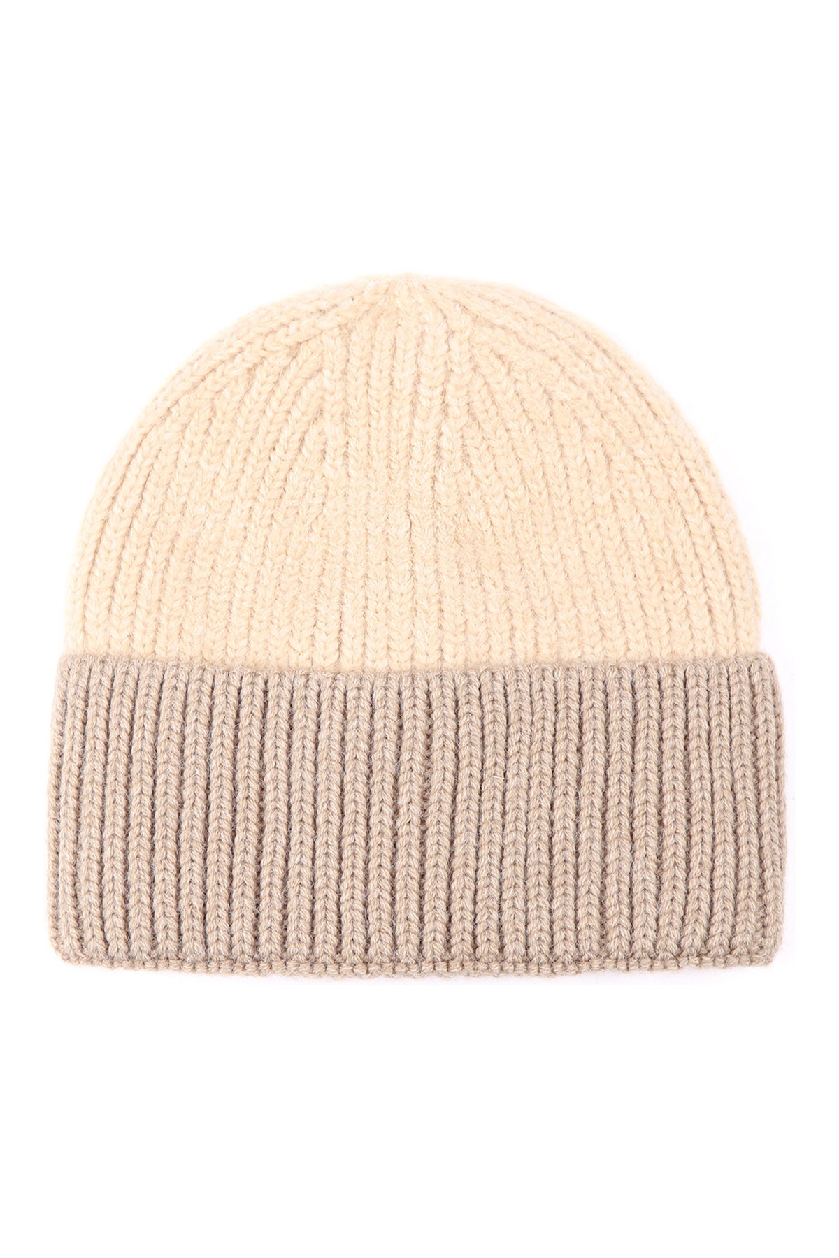 Wool Blended Two Tone Solid Beanie / 6PCS