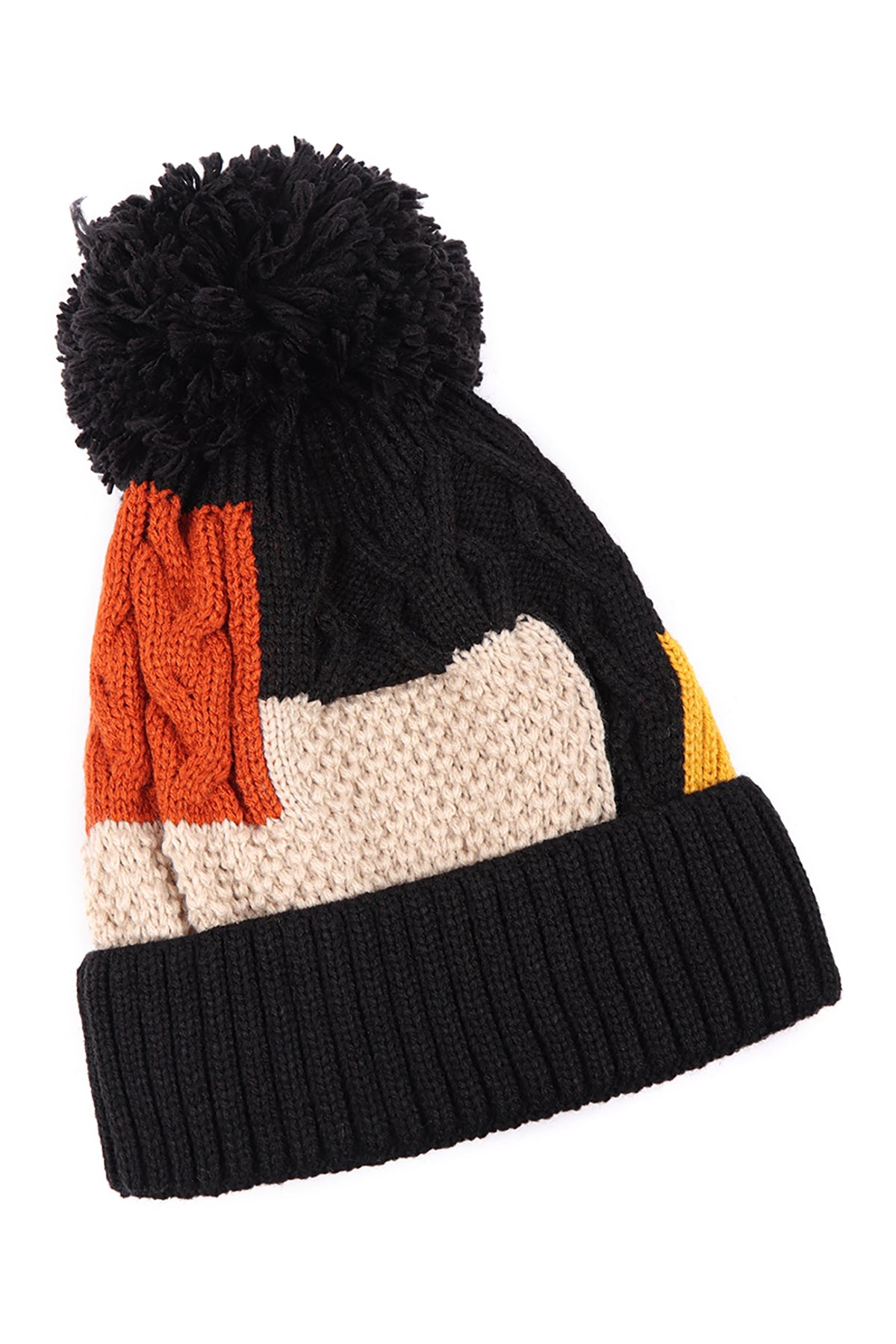 Patch Fleece Pompom Beanie Acrylic / 6PCS