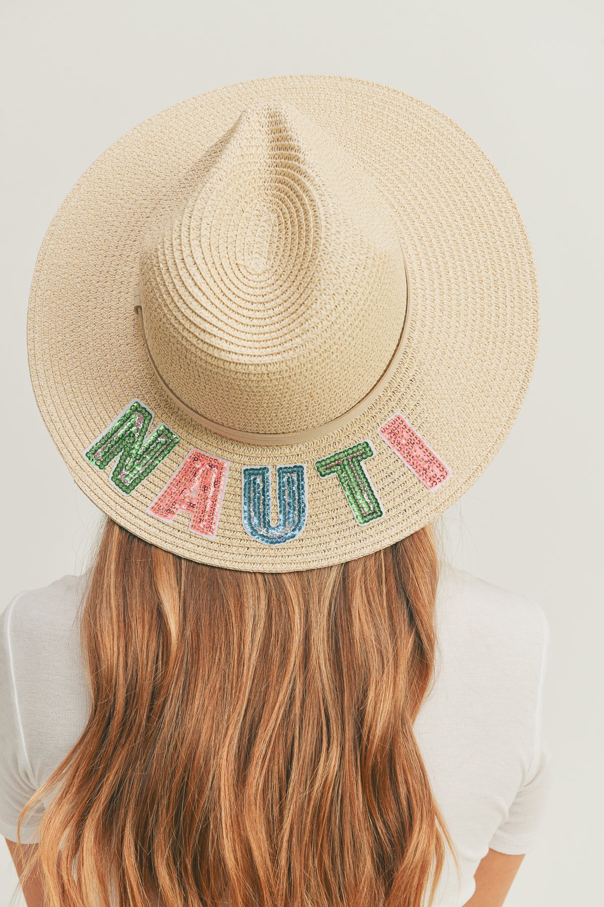 Sequin Letter Nauti Panama Hat