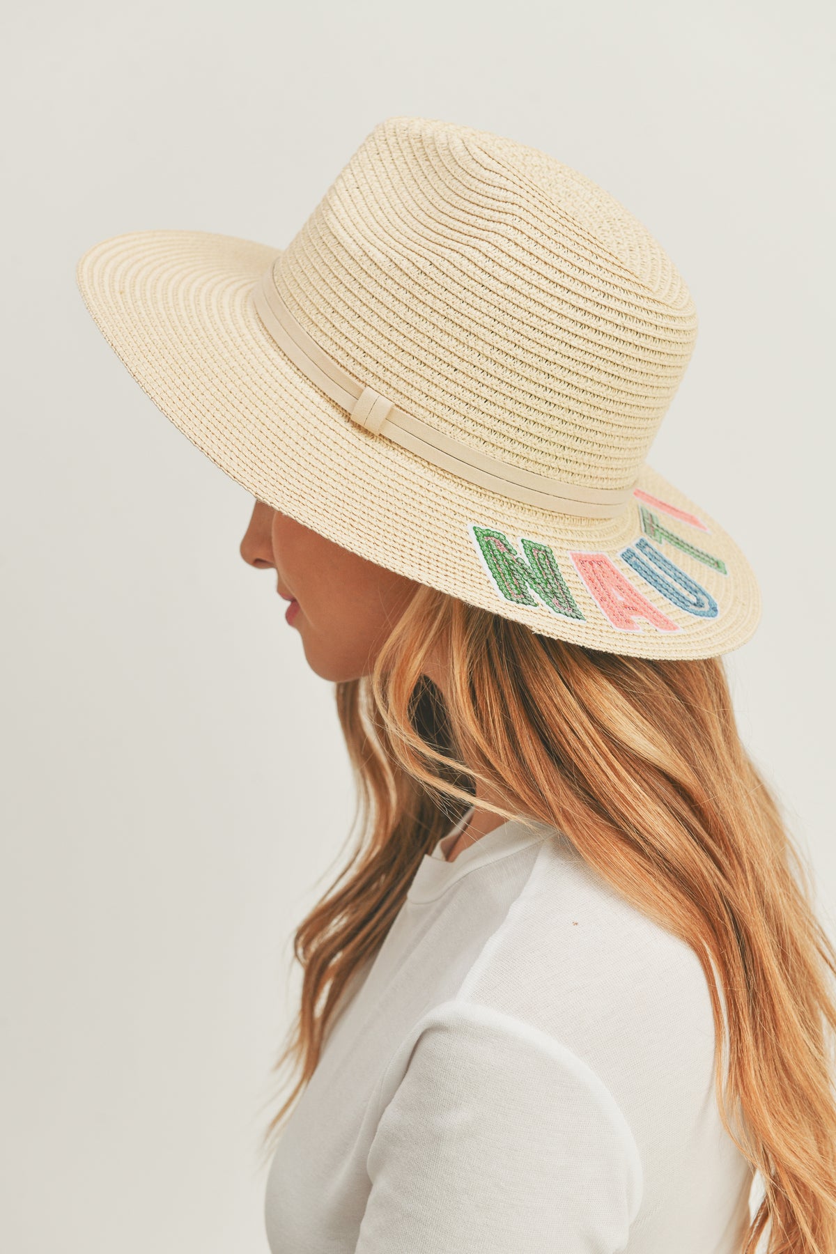 Sequin Letter Nauti Panama Hat