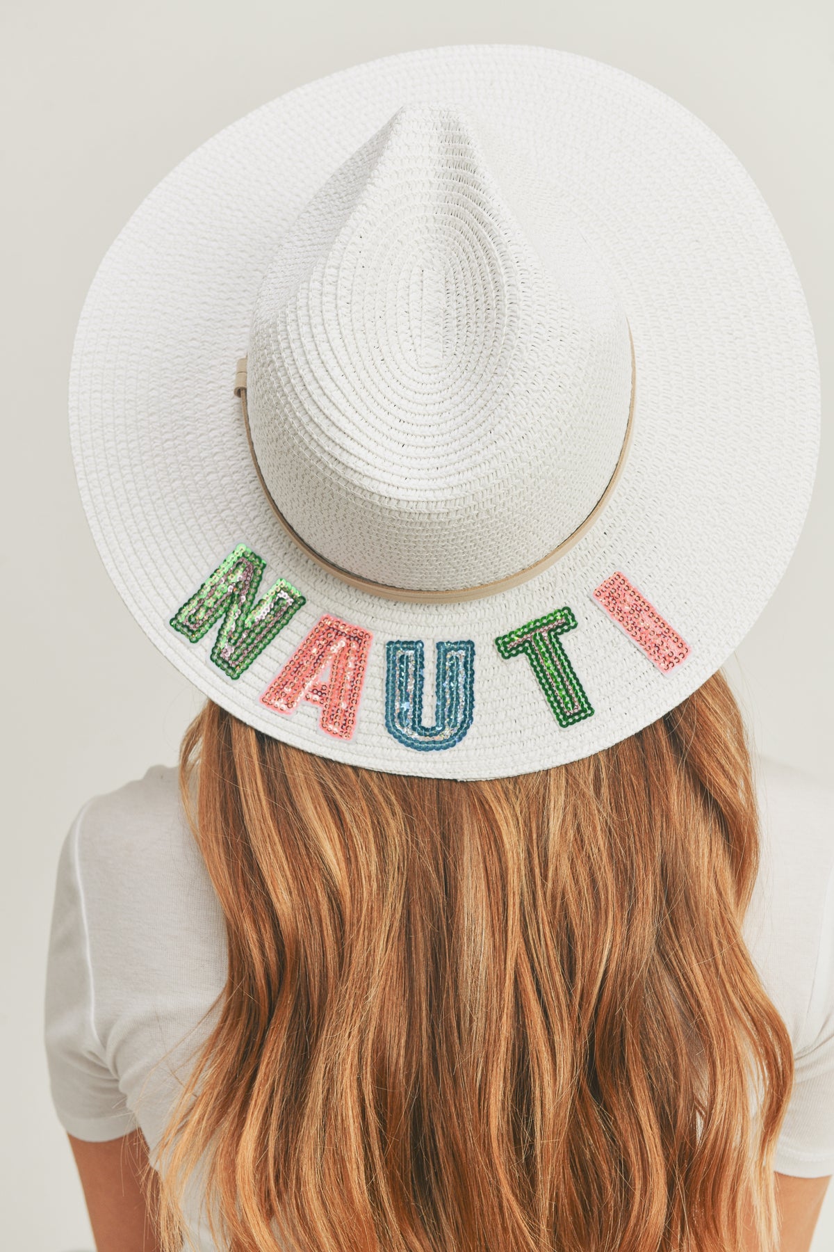 Sequin Letter Nauti Panama Hat