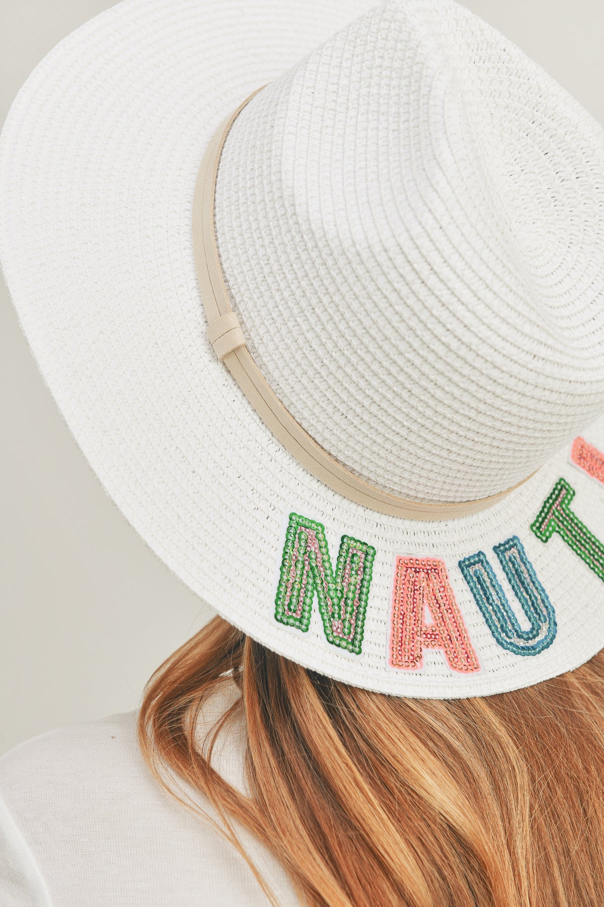Sequin Letter Nauti Panama Hat